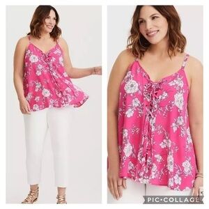 Torrid Sophie Georgette Lace-Up Swing Cami blouse top size 4